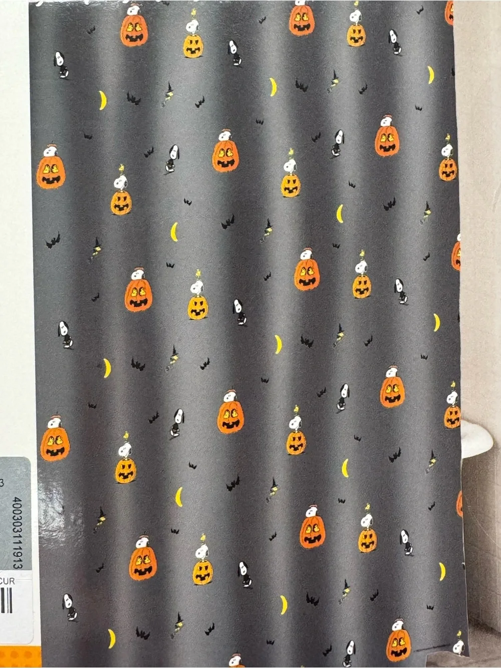 Halloween  Peanuts Snoopy Pumpkin  Fabric Shower Curtain - Gray